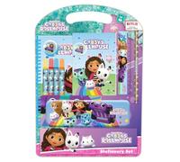 SAFTA | Set de Escritura Gabby’s Dollhouse Confetti, Kit Papelería Escolar Infantil 11 Piezas, Plumier Metal, Rotuladores, Regla 15 cm, Libreta A4 40 Hojas y Diario A6, Medidas 27x3x37,5 cm