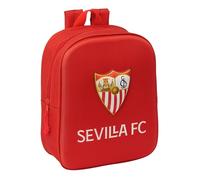Safta SEVILLA FC 3D - Mochila de Guardería 3D, Adaptable a Carro, Fácil Limpieza, Ideal para Niños de Diferentes Edades, Cómoda y Versátil, Calidad y Resistencia, 22x10x27 cm, Color Rojo