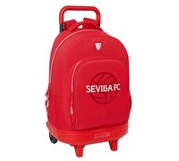 SAFTA Sevilla FC - Mochila Grande con Ruedas, Compacta, Extraíble, Ideal para Niños de Diferentes Edades, Cómoda y Versátil, Calidad y Resistencia, 33x22x45 cm, Color Rojo