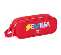 Safta SEVILLA FC - Portatodo Doble Niño, Estuche Infantil, Estuche Niño, Ideal para Niños en Edad Escolar, Cómodo y Versátil, Calidad y Resistencia, 21x6x8 cm, Color Rojo