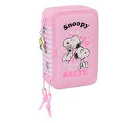 SNOOPY - Estuche Escolar con 37 Útiles Incluidos, Ideal para Niños de 5 a 14 Años, Cómodo y Versátil, Calidad y Resistencia, 12.5x5.5x19.5 cm