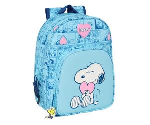 Safta SNOOPY LOVE - Mochila Escolar Infantil Animada, Mochila Niño, Mochila Infantil, Adaptable a Carro, Ideal para Niños en Edad Escolar, Cómoda y Versátil, Calidad y Resistencia, 26x11x34 cm