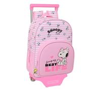 SNOOPY - Mochila Infantil con Carro Safta 705, Ideal para Niños de Diferentes Edades, Cómoda y Versátil, Calidad y Resistencia, 26x11x34 cm