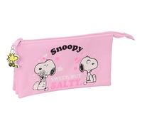 Safta SNOOPY - Portatodo Triple, Estuche Infantil, Estuche Niño, Ideal para Niños en Edad Escolar, Cómodo y Versátil, Calidad y Resistencia, 22x3x12 cm
