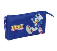 SONIC - Portatodo Triple, Estuche Infantil, Estuche Niño, Ideal para Niños en Edad Escolar, Cómodo y Versátil, Calidad y Resistencia, 22x3x12 cm