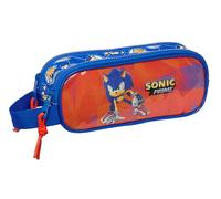Sonic Prime - Portatodo Doble Niño, Estuche Infantil, Estuche Niño, Ideal para Niños en Edad Escolar, Cómodo y Versátil, Calidad y Resistencia, 21x6x8 cm, Color Azul