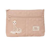 Safta Estuche escolar grande Sophie LA Girafe Cookie – doble cremallera, fácil limpieza, Beige