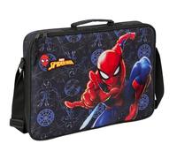 Safta M385 612543385, Spiderman Attack-Cartera Extraescolares, Maletín Portatodo, Bandolera, Cómoda y Versátil, Calidad y Resistencia, 38x6x28 cm, Color Unisex niños, Negro, M