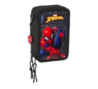 Safta Spiderman Attack - Estuche Escolar con 37 Útiles Incluidos, Estuche Infantil, Estuche Niño, Ideal para Niños de 5 a 14 Años, Cómodo y Versátil, Calidad y Resistencia, 12.5x5.5x19.5 cm