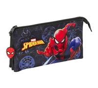 Safta Spiderman Attack - Portatodo Triple, Estuche Infantil, Estuche Niño, Ideal para Niños en Edad Escolar, Cómodo y Versátil, Calidad y Resistencia, 22x3x12 cm