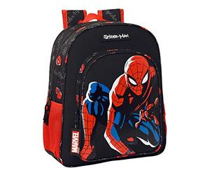 Safta SPIDERMAN Hero - Mochila Escolar Niño, Mochila Infantil, Adaptable a Carro, Ideal para Niños de 5 a 14 Años, Cómoda y Versátil, Calidad y Resistencia, 32x12x38 cm, Color Negro