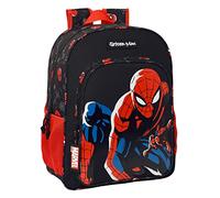 Safta M180, Spiderman Hero Escolar Niño, Mochila Infantil, Adaptable a Carro, Ideal 5 a 14 Años, Cómoda y Versátil, Calidad y Resistencia, 33x14x42 cm, Color Negro Unisex niños, Estándar