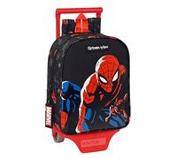 Safta SPIDERMAN Hero - Mochila Guardería con Carro, Ideal para Niños de Diferentes Edades, Cómoda y Versátil, Calidad y Resistencia, 22x10x27 cm, Color Negro