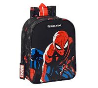 Safta M232, Spiderman Hero Infantil, Niño, Mochila Escolar, Adaptable a Carro, Ideal para Guardería, Cómoda y Versátil, Calidad y Resistencia, 22x10x27 cm, Color Negro Unisex niños, Estándar