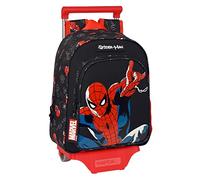 Safta SPIDERMAN Hero - Mochila Modelo 524 con Carro Modelo 705, con Bolsillo 3D, Ideal para Niños de Diferentes Edades, Cómoda y Versátil, Calidad y Resistencia, 27x10x33 cm, Color Negro