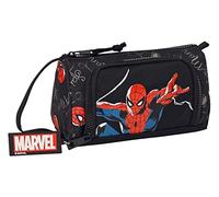 Safta Spiderman Hero - Portatodo con Bolsillo Desplegable Vacío, Estuche Infantil, Estuche Niño, Ideal para Niños de 5 a 14 Años, Cómodo y Versátil, Calidad y Resistencia, 20x8.5x11 cm, Color Negro