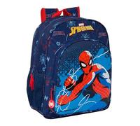 Safta SPIDERMAN NEON - Mochila Escolar Niño, Mochila Infantil, Adaptable a Carro, Ideal para Niños en Edad Escolar, Cómoda y Versátil, Calidad y Resistencia, 32x12x38 cm, Color Azul Marino