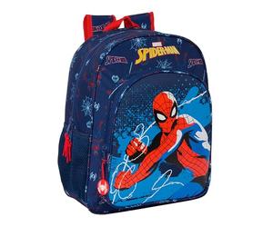 Safta SPIDERMAN NEON - Mochila Escolar Niño, Mochila Infantil, Adaptable a Carro, Ideal para Niños en Edad Escolar, Cómoda y Versátil, Calidad y Resistencia, 32x12x38 cm, Color Azul Marino