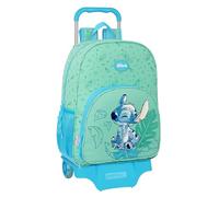 Safta STITCH ALOHA - Mochila Escolar con Carro 905, Ideal para Niños de Diferentes Edades, Cómoda y Versátil, Calidad y Resistencia, 33x14x42 cm, Color Turquesa