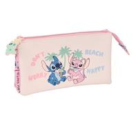 Safta Stitch Beach - Portatodo Triple, Estuche Infantil, Estuche Niño, Ideal para Niños en Edad Escolar, Cómodo y Versátil, Calidad y Resistencia, 22x3x12 cm