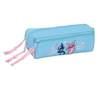Stitch Happy - Portatodo Triple Pequeño, Estuche Infantil, Estuche Niño, Ideal para Niños en Edad Escolar, Cómodo y Versátil, Calidad y Resistencia, 22x6x8.5 cm
