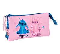 STITCH LILO - Portatodo Triple, Estuche Infantil, Estuche Niño, Ideal para Niños en Edad Escolar, Cómodo y Versátil, Calidad y Resistencia, 22x3x12 cm