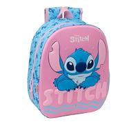 Safta Mochila escolar STITCH – Diseño 3D para niños, cómoda y resistente 27x10x33 cm