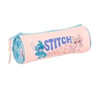 Safta Estuche redondo escolar Stitch Ohana - Infantil 5-14 años, cómodo y resistente - 20x7 cm