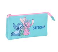 Safta STITCH - Portatodo Triple, Estuche Infantil, Estuche Niño, Ideal para Niños en Edad Escolar, Cómodo y Versátil, Calidad y Resistencia, 22x3x12 cm