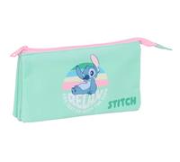 STITCH - Portatodo Triple, Estuche Infantil, Estuche Niño, Ideal para Niños en Edad Escolar, Cómodo y Versátil, Calidad y Resistencia, 22x3x12 cm