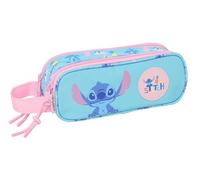 STITCH WAVES - Portatodo Doble Niño, Estuche Infantil, Estuche Niño, Ideal para Niños en Edad Escolar, Cómodo y Versátil, Calidad y Resistencia, 21x6x8 cm