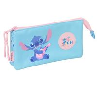 Safta STITCH WAVES - Portatodo Triple, Estuche Infantil, Estuche Niño, Ideal para Niños en Edad Escolar, Cómodo y Versátil, Calidad y Resistencia, 22x3x12 cm
