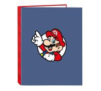SUPER MARIO - Carpeta con Folios 4 Anillas, Ideal para Niños de Diferentes Edades, Cómoda y Versátil, Calidad y Resistencia, 26.5x33 cm