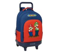Super Mario Mamma MIA - Mochila Grande con Ruedas, Compacta, Extraíble, Ideal para Niños de Diferentes Edades, Cómoda y Versátil, Calidad y Resistencia, 33x22x45 cm