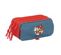 SUPER MARIO - Portatodo Triple Big, Estuche Infantil, Estuche Niño, Ideal para Niños en Edad Escolar, Cómodo y Versátil, Calidad y Resistencia, 21.5x8x10 cm