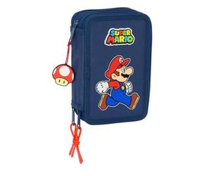 Safta Super Mario Trick - Estuche Escolar con 37 Útiles Incluidos, Estuche Infantil, Estuche Niño, Ideal para Niños de 5 a 14 Años, Cómodo y Versátil, Calidad y Resistencia, 12.5x5.5x19.5 cm