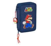Safta Super Mario Trick - Estuche Escolar Niño, Estuche con Colores, con 29 Útiles Incluidos, Ideal para Niños de 5 a 14 Años, Cómodo y Versátil, Calidad y Resistencia, 12.5x4x19.5 cm