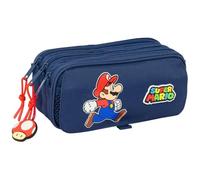 Safta Super Mario Trick - Portatodo Triple Big, Estuche Infantil, Estuche Niño, Ideal para Niños en Edad Escolar, Cómodo y Versátil, Calidad y Resistencia, 21.5x8x10 cm