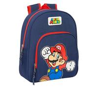 Safta SUPER MARIO WORLD - Mochila Infantil, Ideal para Niños de Diferentes Edades, Cómoda y Versátil, Calidad y Resistencia, 28x10x34 cm, Color Azul marino