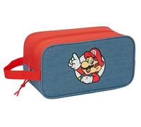 Super Mario - Zapatillero Mediano, Multiusos, Portatodo, Deporte, Extraescolares, Fútbol, Cómodo y Versátil, 29x14x15 cm