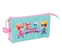SAFTA SUPERKITTIES - Portatodo Triple, Estuche Infantil, Estuche Niño, Ideal para Niños en Edad Escolar, Cómodo y Versátil, Calidad y Resistencia, 22x3x12 cm