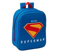 Safta SUPERMAN 3D - Mochila de Guardería 3D, Adaptable a Carro, Fácil Limpieza, Ideal para Niños de Diferentes Edades, Cómoda y Versátil, Calidad y Resistencia, 22x10x27 cm