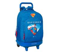 Safta Superman - Mochila Grande con Ruedas, Compacta, Extraíble, Ideal para Niños de Diferentes Edades, Cómoda y Versátil, Calidad y Resistencia, 33x22x45 cm
