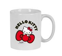 Safta | Taza Grande Hello Kitty, Cerámica con Asa 350 ml, Mug Blanco con Diseño Impreso Rojo y Negro, Presentación en Caja de Cartón Regalo, Resistente para Café, Té y Desayuno, Medidas 8x8x9,5 cm