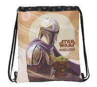 Safta THE MANDALORIAN THIS IS THE WAY - Mochila Saco Plano Grande, Mochila, Ideal para Niños de Diferentes Edades, Cómoda y Versátil, Calidad y Resistencia, 35x40 cm, Color Negro