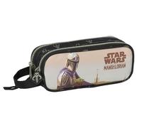 Safta THE MANDALORIAN THIS IS THE WAY - Portatodo Doble Niño, Estuche Infantil, Estuche Niño, Ideal para Niños en Edad Escolar, Cómodo y Versátil, Calidad y Resistencia, 21x6x8 cm, Color Negro