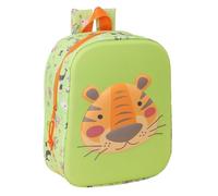 Safta TIGER 3D - Mochila de Guardería 3D, Adaptable a Carro, Fácil Limpieza, Ideal para Niños de Diferentes Edades, Cómoda y Versátil, Calidad y Resistencia, 22x10x27 cm