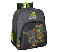 Safta Mochila escolar niño Tortugas Ninja – Adaptable a carro, 32x12x38 cm, Gris/negro