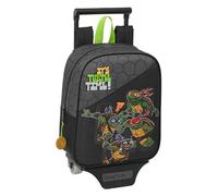 Safta TORTUGAS NINJA - Mochila Guardería con Carro, Ideal para Niños de Diferentes Edades, Cómoda y Versátil, Calidad y Resistencia, 22x10x27 cm, Color Gris/negro