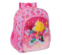 Safta TROLLS 3 - Mochila Escolar Niño, Mochila Infantil, Adaptable a Carro, Ideal para Niños en Edad Escolar, Cómoda y Versátil, Calidad y Resistencia, 32x12x38 cm, Color Rosa